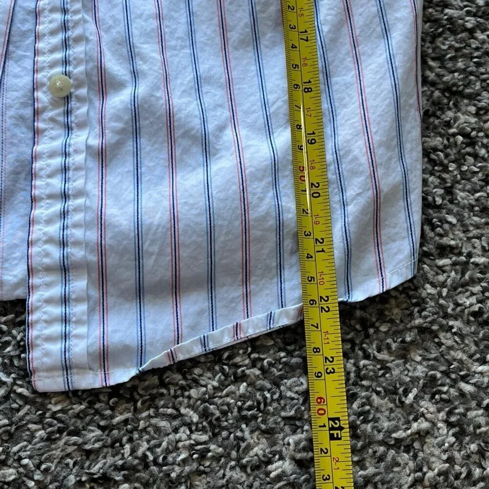 Vintage Abercrombie & Fitch Button Up Shirt Womens Large White Striped L/S Top - Picture 6 of 7